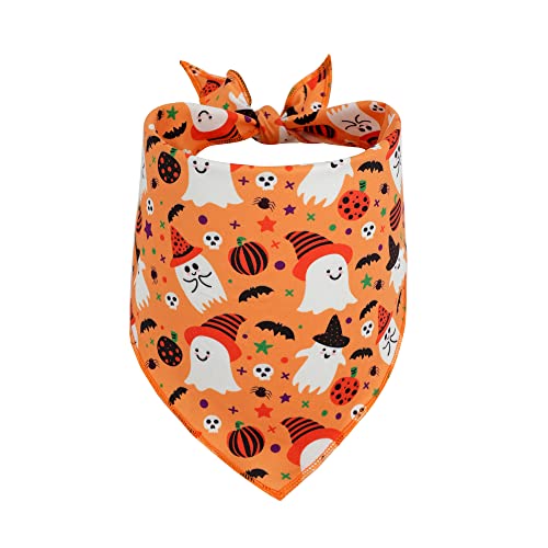 Pack Of 3 Halloween Bandana For Medium Large Dogs, Cute Ghost Pumpkin Pet Holiday Scarves Set #TOP7