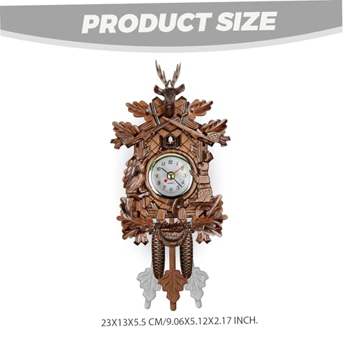 Cuckoo Clocks for Wall, Wooden Pendulum Clock, Vintage Bird Clock with Adjustable Button, Battery Operated Hanging Cuckoo Pendulum for Living Room Decor