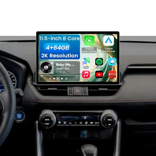 Image of 11.5 Inch 8 Core 4GB+64GB Car Radio Stereo for Toyota RAV4 2019-2022, 2K Touchscreen Android 13 Head Unit with Wireless CarPlay & Android Auto, 1080P Backup Camera, GPS Navigation, SWC, AM /FM Radio