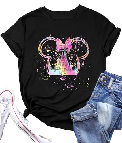 Image of Magical Shirts Women Girls Family Vacation Matching Shirt Magic Kingdom T-Shirt Mommy and Me Trip Short Sleeve Tops