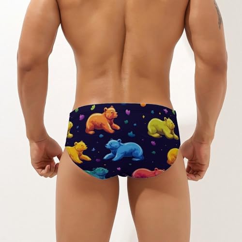 Colorful Bear Mens Swim Briefs Quick Dry Swim Trunk Bikini Underwear Swimsuit2