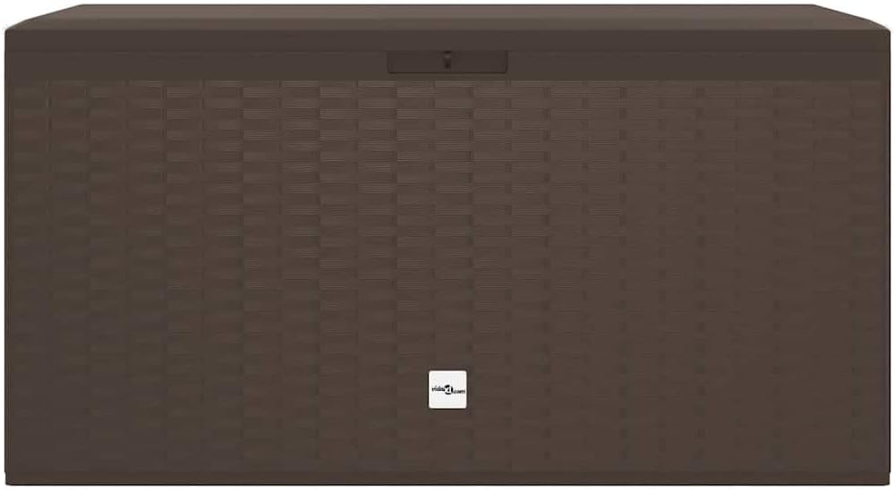 Brown Polypropylene Outdoor Storage Box Medium 290 Liter Capacity Rectangular Deck Box for Garden and Patio Storage Chest with Textured Finish