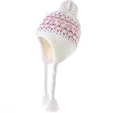 Moon Kitty Girls Knit Hats Winter Fleece Lining Skiing Winter Caps with Warm Ear Flap