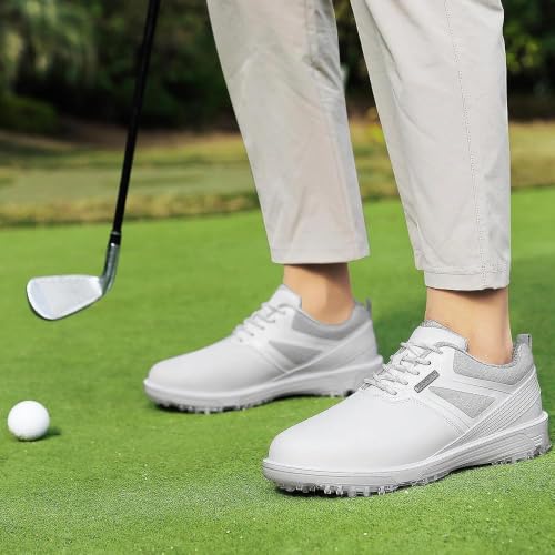 Image of ULTIANT Men's Golf Shoes Fixed Nailless Sole Waterproof Lightweight No-Slip Walking Shoes Size7.5-14