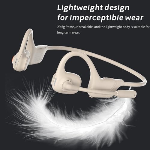 Image of AYI Open Ear Air Conduction Bluetooth Headphone Dual Mic Rotatable Boom Mic Active Noise Cancellation IPX5 Waterproof Bluetooth 5.4 Pain-Free Design for Sports Work Outdoor Activities-DG White