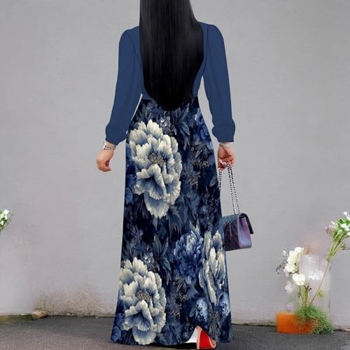 Image of PinkPatty Women's Long Sleeve Maxi Dress Plus Size Trendy Wedding Guest Dress with Pockets&Belt