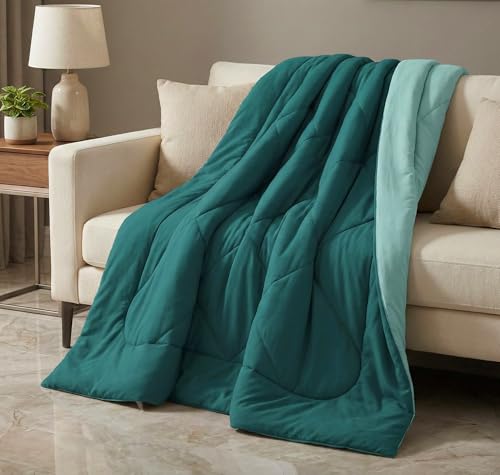 Image of VAS COLLECTIONS Double Size Cotton Reversible Comforter (228x254 cm) | 220 GSM Soft & Breathable AC Quilt | Lightweight All Season Bedding for Double Bed (Deep Sea Teal)