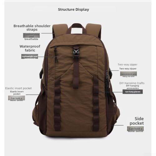 Sac à dos randonnée 28L nylon imperméable léger marron trekking - 2