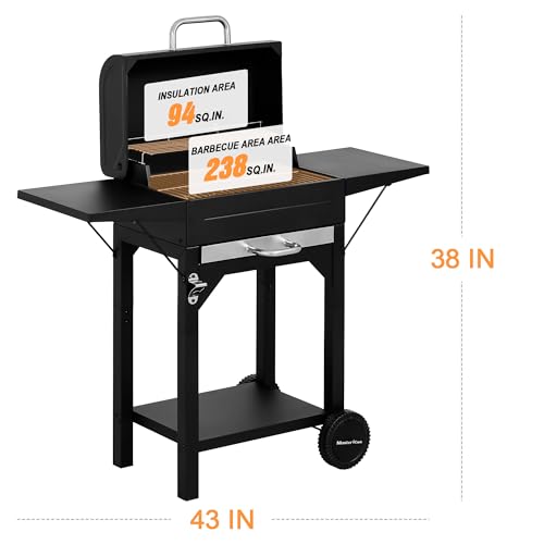 Master Cook Charcoal Grill Outdoor Barbecue 238sq Grill Small BBQ Grill with Side Table for Camping Outdoor Backyard and Patio by MASTER COOK - Image 3