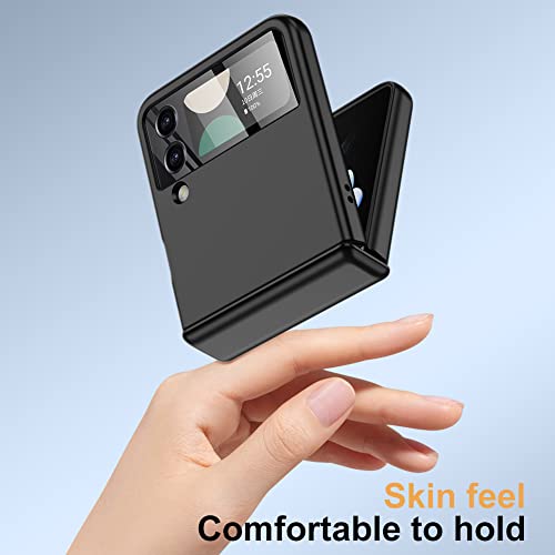 For Samsung Z Flip 4 Case: [Full Cover Hinge Protection] Slim Phone Case With Built-In Screen Protection Metal Volume Key Protection Wireless Charging For Galaxy Z Flip 4 5G(2022) (Black) #TOP5