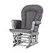 Child Craft Cozy Glider Rocker and Ottoman Set, Padded Cushion with Convenient Storage Pockets, Solid Wood Base & Frame (Cool Gray with Dark Gray Cushion)