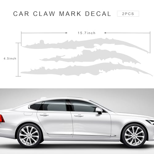 Image of 2 PCS Claw Mark Decals for Car, Headlight Sticker Waterproof Vinyl Stripes Scratch Decal, Monster Claw Scratch Mark Sticker Car Exterior Decor for SUV Pickup Truck (Silver)