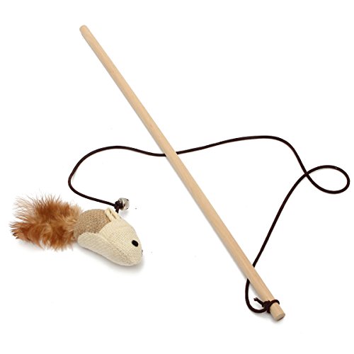 Kungfu Mall Cat Teaser Pet Kitten Toy - Bell, Stick, Feather, Ball & Mice - Interactive Play Toy
