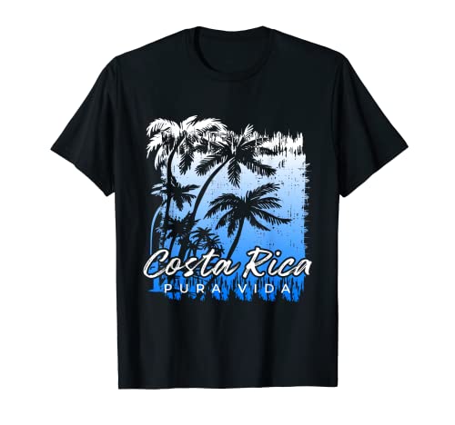 Costa Rica Pura Vida Camisa Azul Palmera Camisa Pura Vida Camiseta