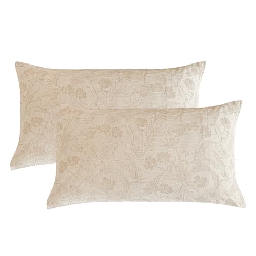 SOULFUL Leinen Kissenbezug 40x80 Baumwolle,Jacquard Boho Textur Kissenbezüge 2 Teilig mit Reißverscâ€¦ – Miniatur