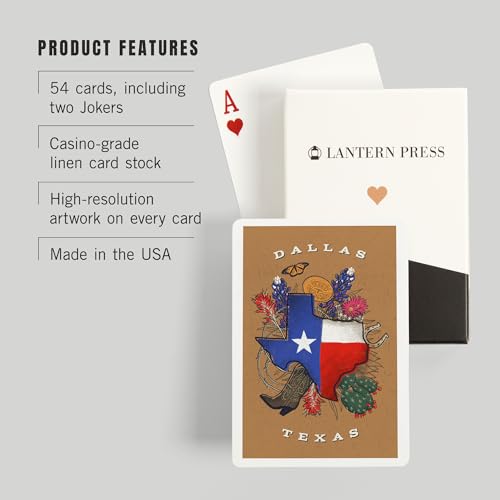Lantern Press Baraja de 52 Cartas Poker Dallas Texas miniatura 3