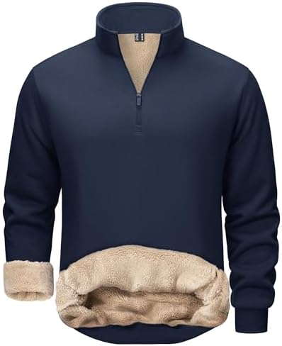 TACVASEN Herren 1/4 Zip Fleece Pullover Warm Gefüttert Sweatshirt Männer Langarm Sweater Winter Schwergewicht Pulli