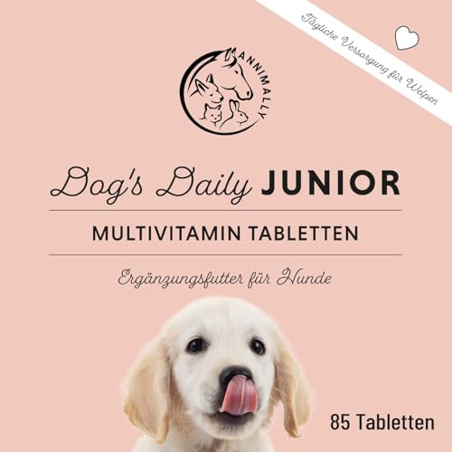 Annimally Dog's Daily Junior - Multivitamin Tabletten für Welpen & Junghunde, Vitamin B Komplex mit Calcium & natürlichen Pflanzenstoffen, 85 Stück