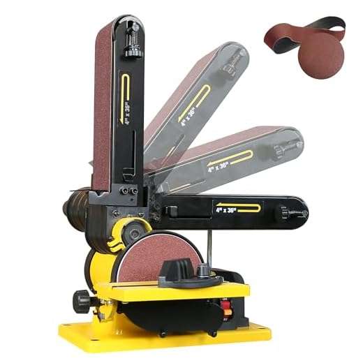 Woodskil 4.3A 3/4HP Belt Sander 4 x 36 in. Belt & 6 in. Disc Sander with 2Pcs Sandpapers Steel Base & Aluminum Work Table, Induction Motor Provides Up to 3600 RPM, Double Dust Exhaust Port Included
