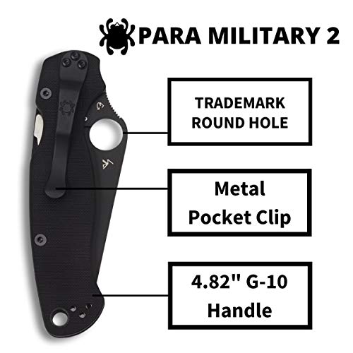 Spyderco Para Military 2 Signature Knife With 3.42" Cpm S45Vn Steel Blade And Black G-10 Handle - Plainedge - C81Gpbk2 #TOP3