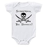 Snappy Suits Surrender The Boobies Funny Jolly Roger Pirate Baby One Piece Suit Romper (Newborn,...