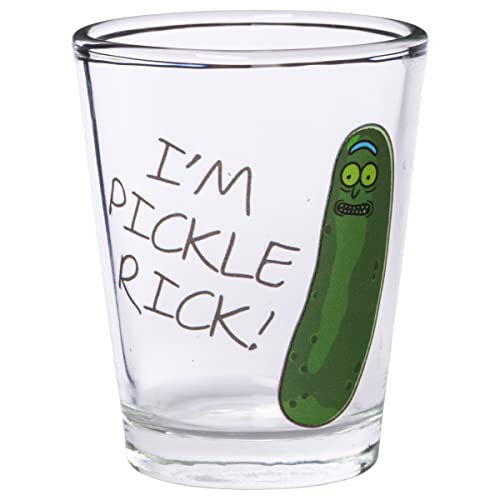 Silver Buffalo Rick and Morty Featuring Pickle Rick and Mr. Meeseeks 4 Pack Mini Glasses, 1.5 Ounces
