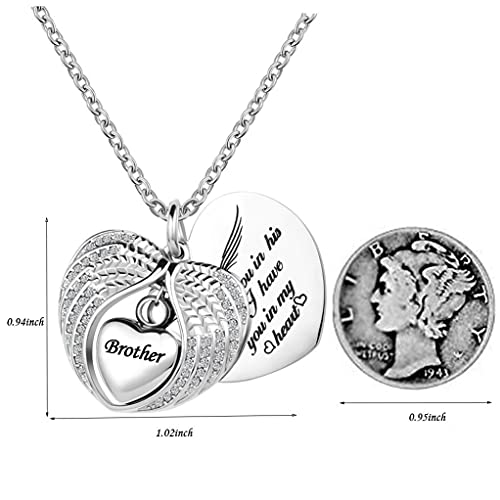 Luxglitterlin Angel Wing Heart Heart Cremation Urn Locket Necklace Engraving Brother Keepsake Memroial Ashes Jewelry #TOP4
