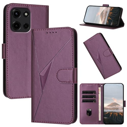 Étui portefeuille Motorola Moto G 5G 2025 en cuir violet antichoc