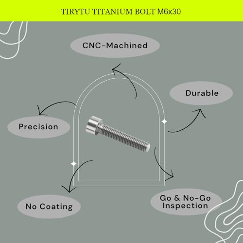 Image of M6x30 Titanium Bolts Hex Socket Cap Screw, Natural Color, 4PC | Lightweight Design, Ideal for Humid /Salty Environments, Socket Head Hex Key No Washer, MTB /Motorcycle Bolts
