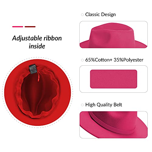 Image of KUJUHA Women Men Wide Brim Fedora Hat