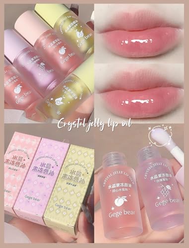 Image of Gege Bear Crystal Jelly Lip Oil : Fruity Lip Gloss for Luscious, Glossy Lips for Women, Clear Transparent Lip Oil with Fruity Essence (1-Pack, Avocado)