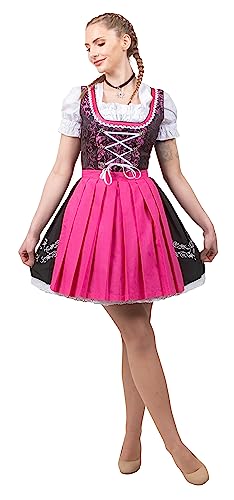 Edelweiss Creek 3-piece Short German Oktoberfest Dirndl Dress Black & Pink (4)
