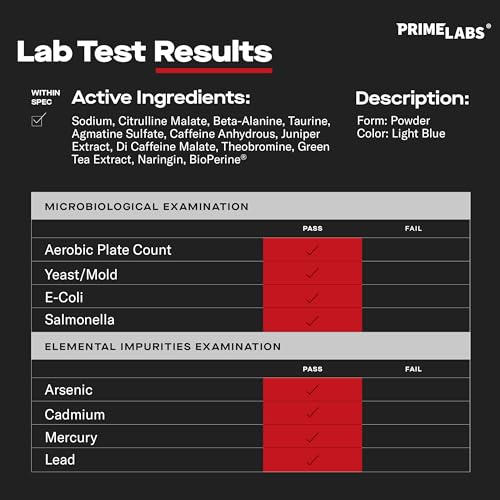 Prime Labs Pre Workout Powder for Men - with Citrulline Malate, Beta-Alanine, and Natural Caffeine - Energy, Focus, Power - Blue Lemonade Flavor - 30 Servings - Image 6