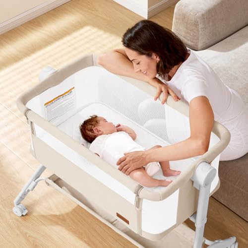 Taylengrow Baby Bassinet Bedside Sleeper - All-Mesh Design, Portable Bedside Bassinet for Baby with...