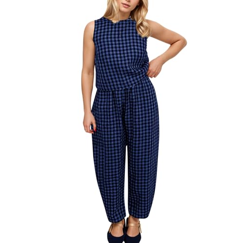 Traje de casa a cuadros para mujer ropa cómoda de verano para relajarse los fines de semana