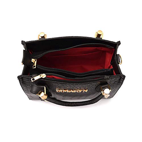 KIT Bolsa Lorena Croco Feminina Transversal e Carteira Cor:Preto;Tamanho:único