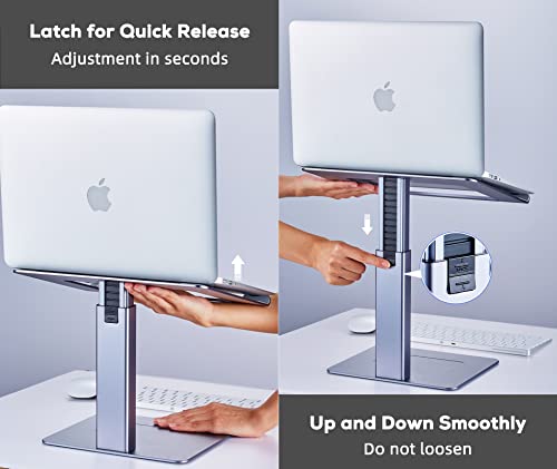 Adjustable Laptop Stand For Desk, Dj Laptop Stand Adjustable Height, Laptop Raised Stand For Standing & Sitting Mode, Laptop Riser Stand Of Elevated Stand, Tall, Strong And Airflow Even For 17 Inch #TOP4
