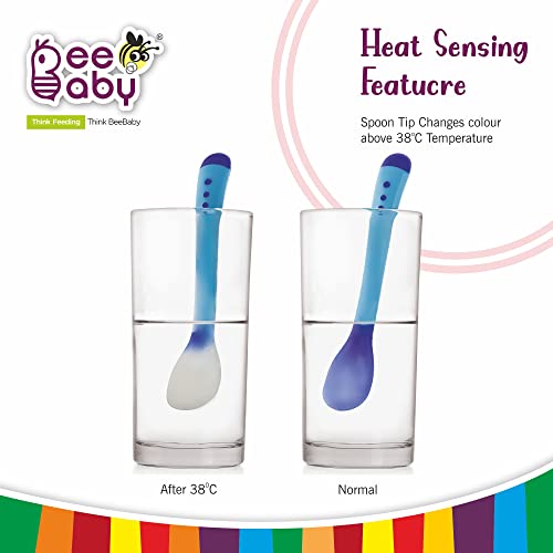 Image of BeeBaby Heat Sensor Baby Colour Changing Soft Spoon for Feeding Baby, Pack of 1 (Blue)