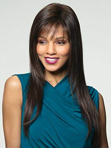 Robin Wig Color Almond Spice Rooted - Noriko Wigs 25" Long Layered Mid-Back Sleek Straight Wispy Bang Synthetic Average Cap Bundle MaxWigs Hairloss Booklet