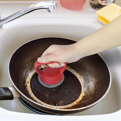 Image of Cast Iron Scrubber 316 Stainless (Heavy-Duty Handle with 3mm Welded Thin Rings for Cleaning cast Iron pots, Pans, Frying Pans, and Grills - Durable Chain Scrubber for Kitchen use)