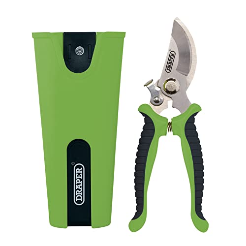 Draper Expert 190mm Bypass Secateurs & Holster Set | Garden Tools Set-2 Piece | Pruning Gardening Hand Tools |Heavy Duty Garden Cutting Tool | Stainless Steel Blades | Safety Lock Feature | 09007