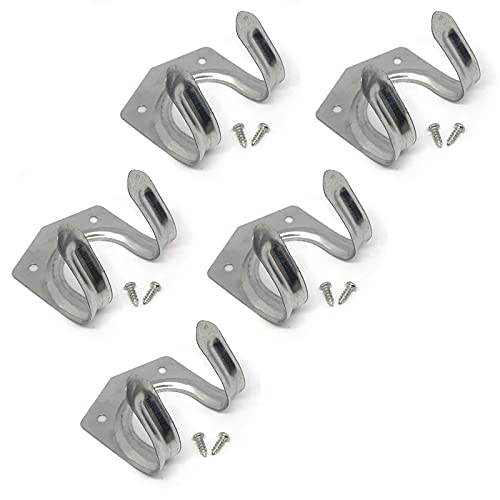 1Buy UK 5 x Storage Wall Hooks Workshop Tool Garden Shed Garage Double Metal Space Saver Set with Screws Hangers Brackets for Hanging Tools Set of (5) — image 1