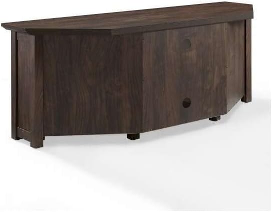 HomeStock Corner TV Stand for Living Room - Modern Open Storage Shelves 58"/Dark Walnut