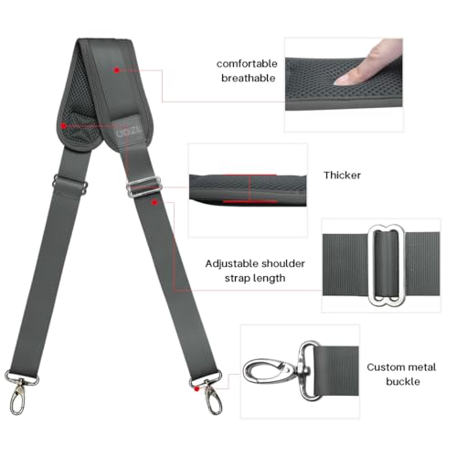 Image of 59 Inch Shoulder Straps, Soft with Ultra-Thick Fixed Shoulder Pad, Two Way Independently Adjustable Buckle Replacement Straps for Laptop Bag Messenger Bag Tool Bag Luggage,Deep Gray