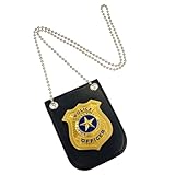 Police Badge with Chain and Belt Clip for Police Pretend Play, Detective Role-Play Cop Dress Up Accessory (Bronze)