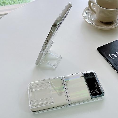 Coque Samsung Z Flip 4 et 3 transparente laser avec support bague intégré