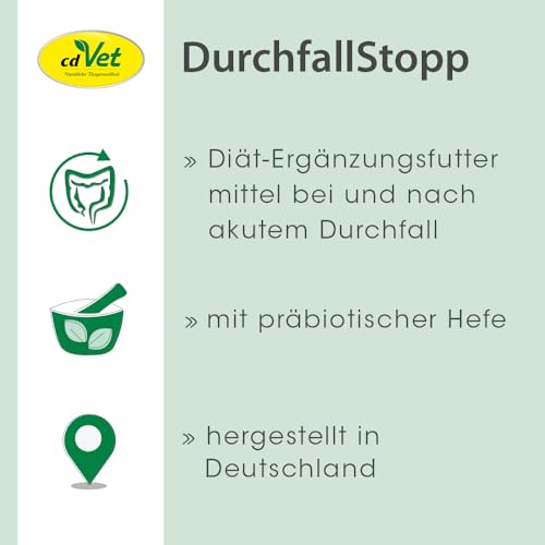 cdVet Naturprodukte DurchfallStopp für Hunde und Katzen 50 g - Unterstützung bei akuten Magen-Darm-Beschwerden - Diät-Ergänzungsfuttermittel