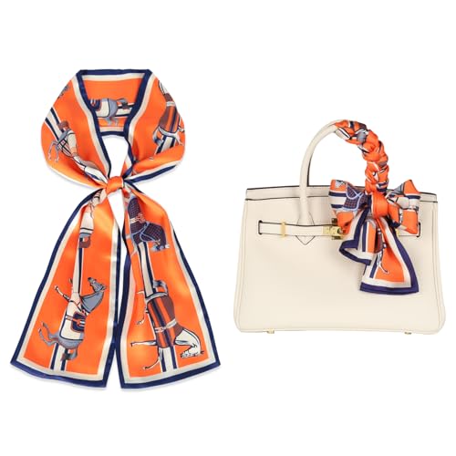 Relang Mulberry Silk Satin Scarf 7x59 Head Wrap Orange