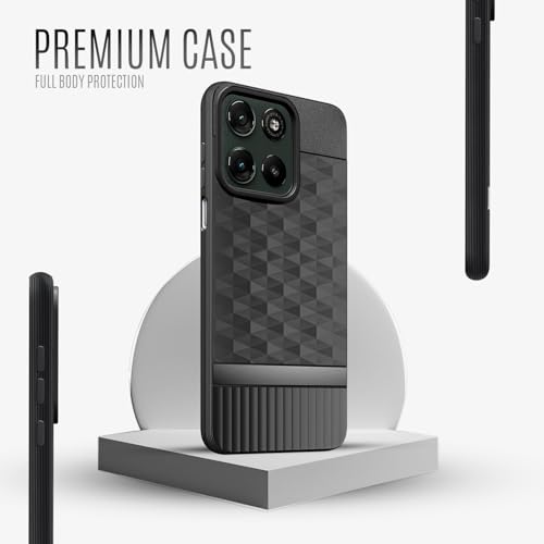 Image of Back Cover for Motorola Moto G57 Power 5G Camera Protection 3D Hexa Cube Design Silicone Protective Bumper Back Case for Motorola Moto G57 Power 5G - Black