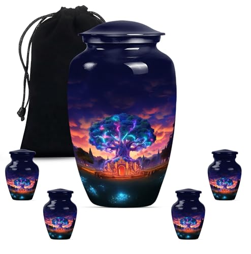 Mystical Tree Urn, Mini Urns for Human Ashes, Urns for Human Ashes, Urn for Ashes for Women, Urns for Human Ashes Large, Cremation Urns for Human Ashes(Size - 10inch 1Pcs, 3inch 4Pcs)